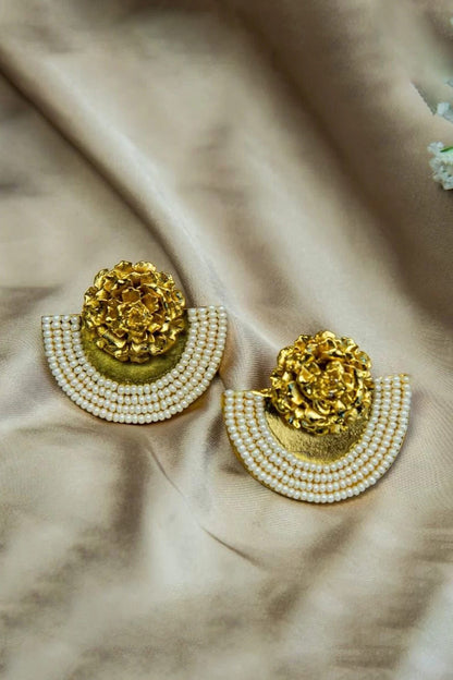 Floral Pearl Embellished Stud Earrings 