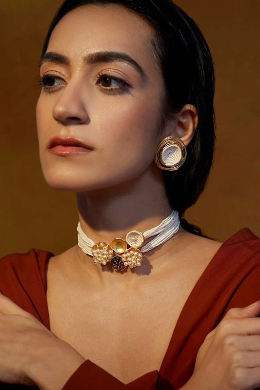 Vati Pearl Embellished Choker 