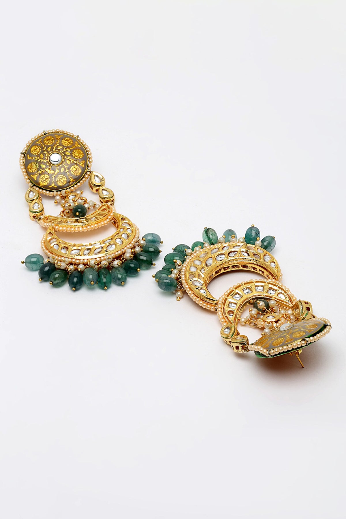 Crescent Bloom Gold Plated Earrings 