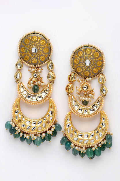 Crescent Bloom Gold Plated Earrings 