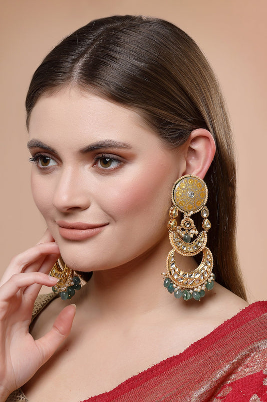 Crescent Bloom Gold Plated Earrings 