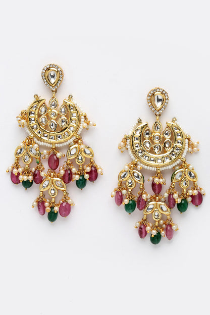 Gold Plated Tulip Crescent Drop Earrings 