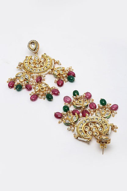 Gold Plated Tulip Crescent Drop Earrings 