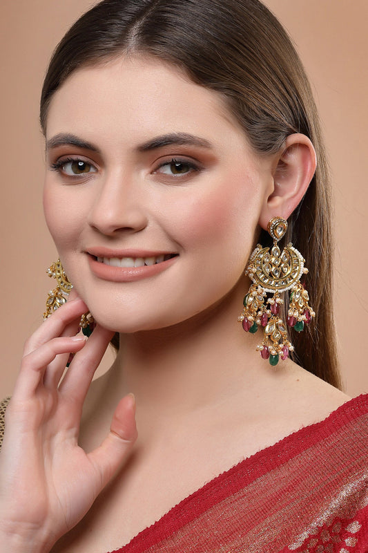 Gold Plated Tulip Crescent Drop Earrings 