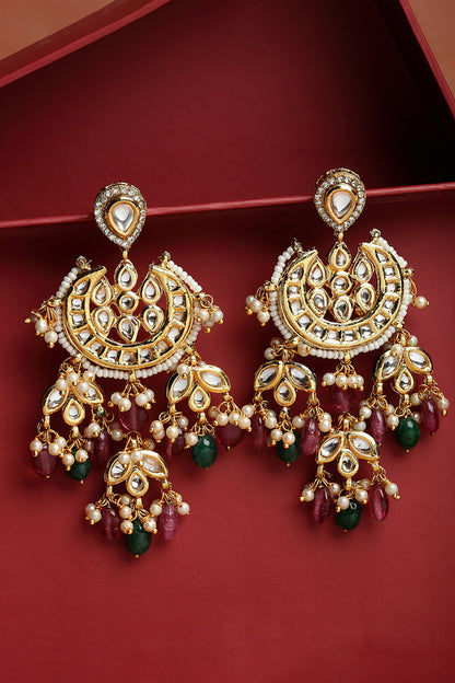 Gold Plated Tulip Crescent Drop Earrings 