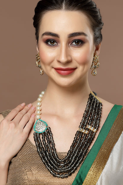 Gold Kundan Pearl Drop Earrings 
