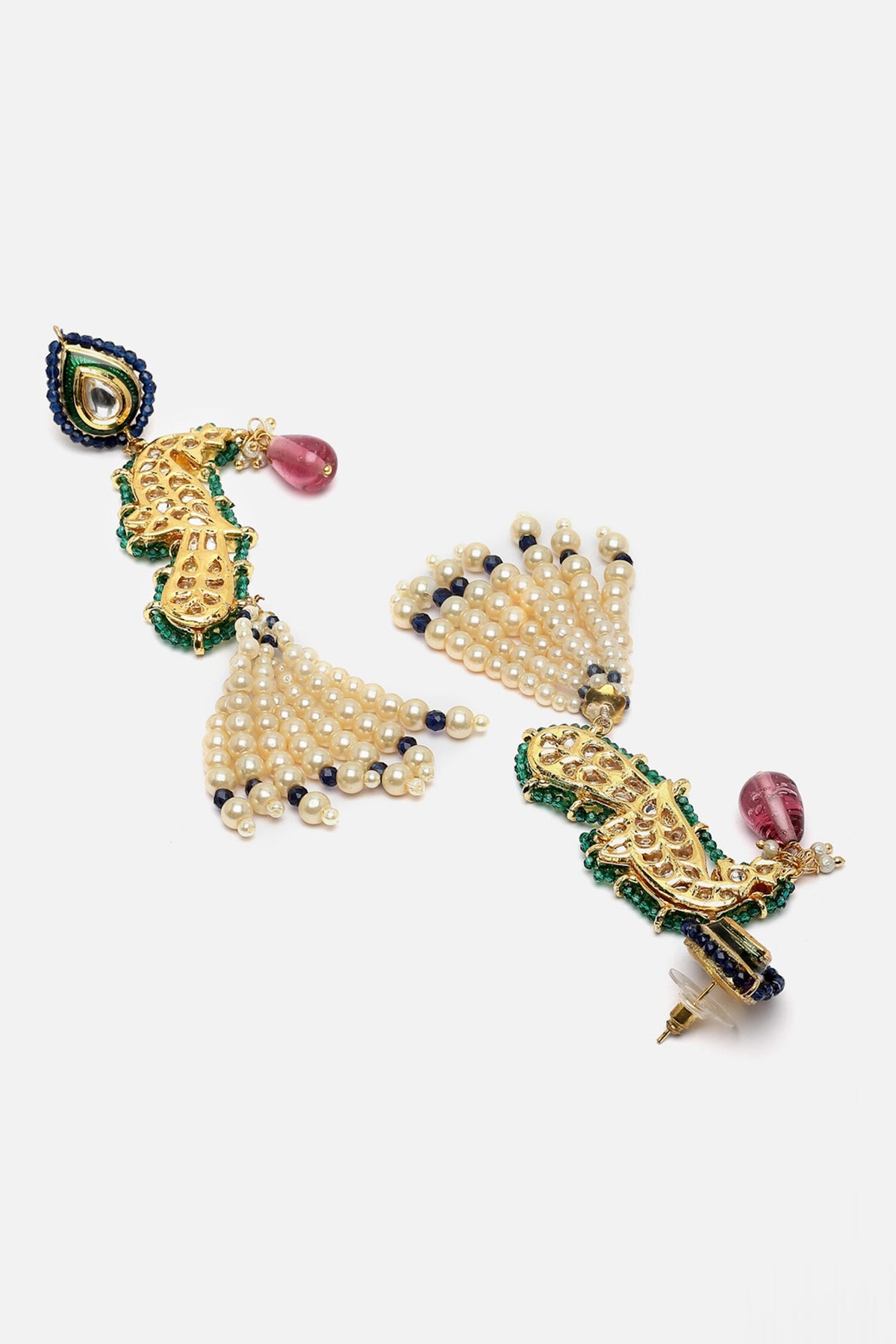 Gold Plated Peacock Drop Earrings 