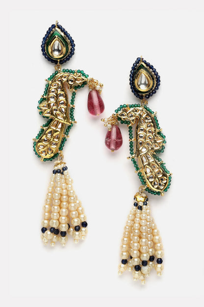 Gold Plated Peacock Drop Earrings 