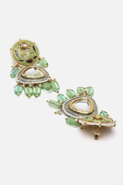 Gold Plated Bloom Art Drop Earrings 