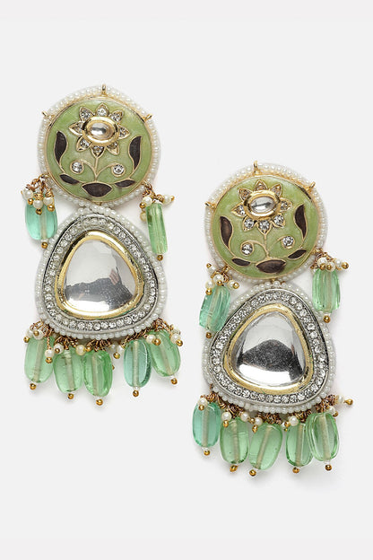Gold Plated Bloom Art Drop Earrings 