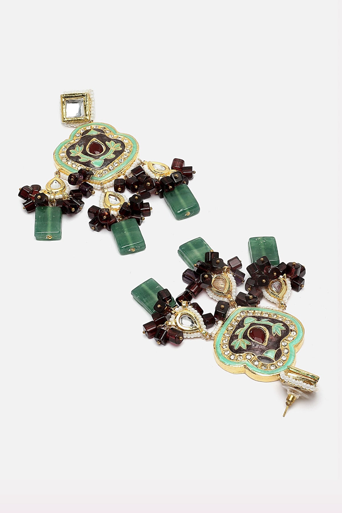 Gold Plated Crest Bloom Drop Earrings 