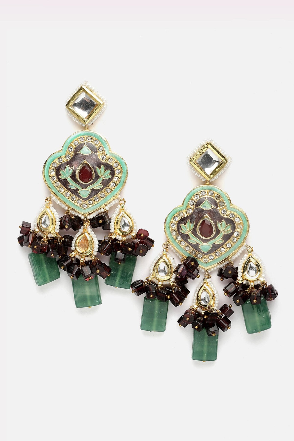 Gold Plated Crest Bloom Drop Earrings 