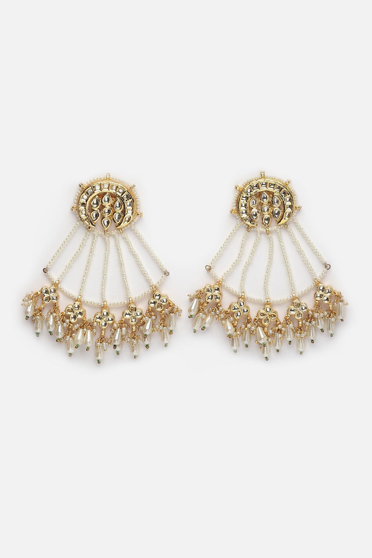 Gold Plated Kundan Drop Earrings 
