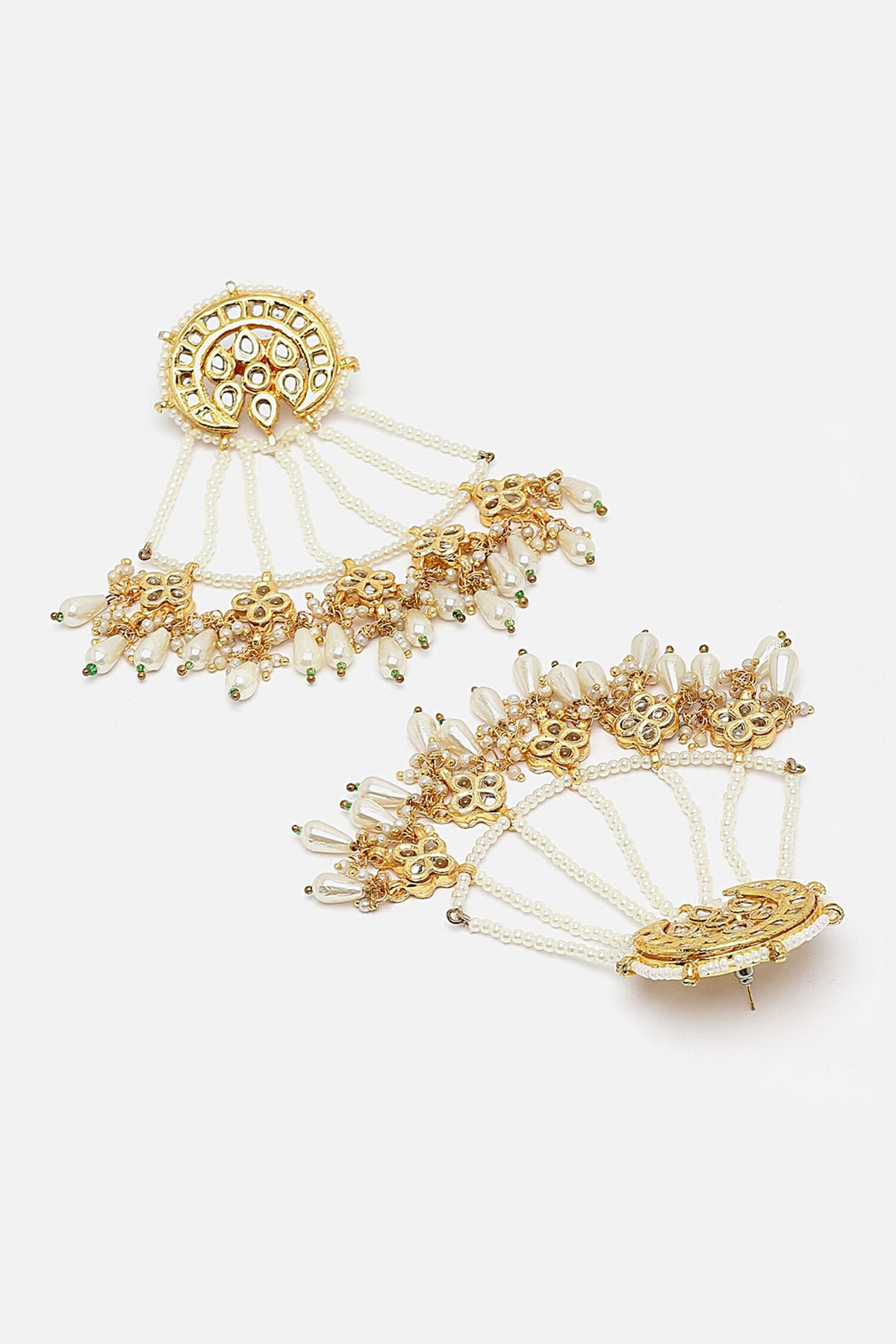 Gold Plated Kundan Drop Earrings 