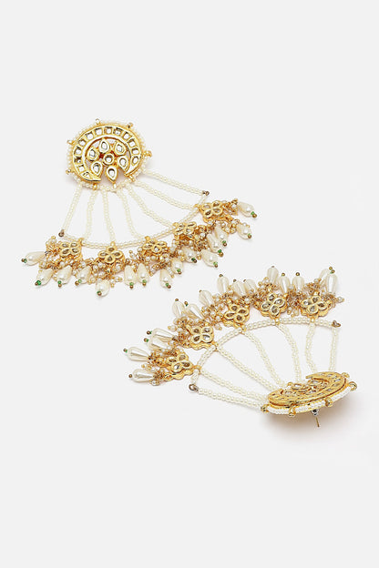 Gold Plated Kundan Drop Earrings 