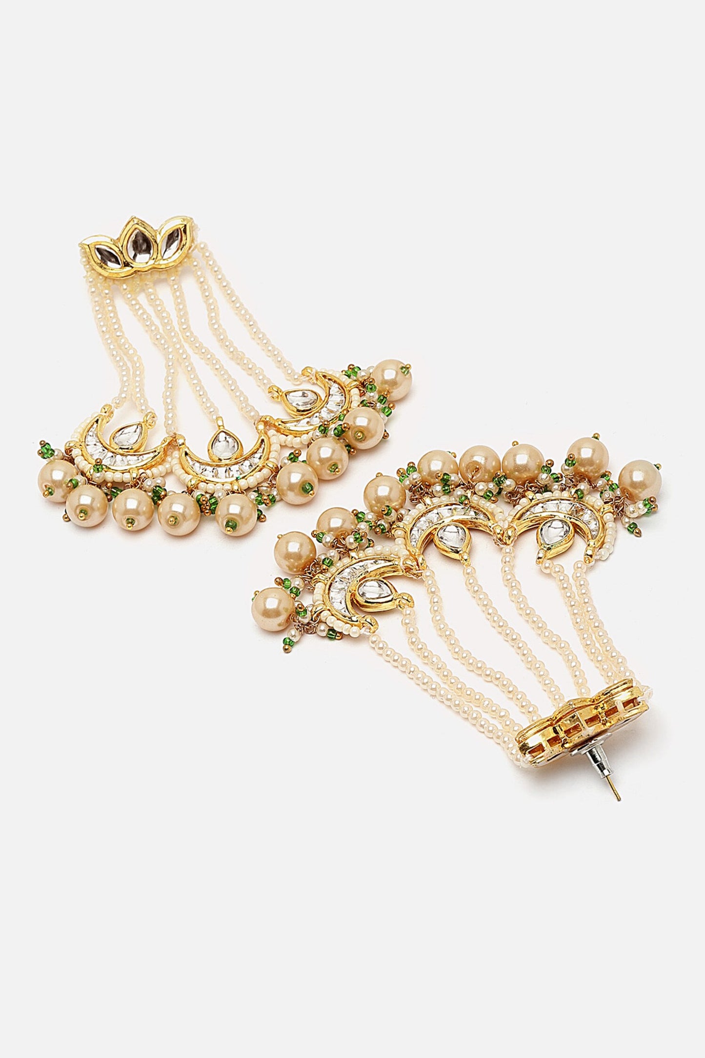 Gold Plated Crescent Dew Drop Earrings 