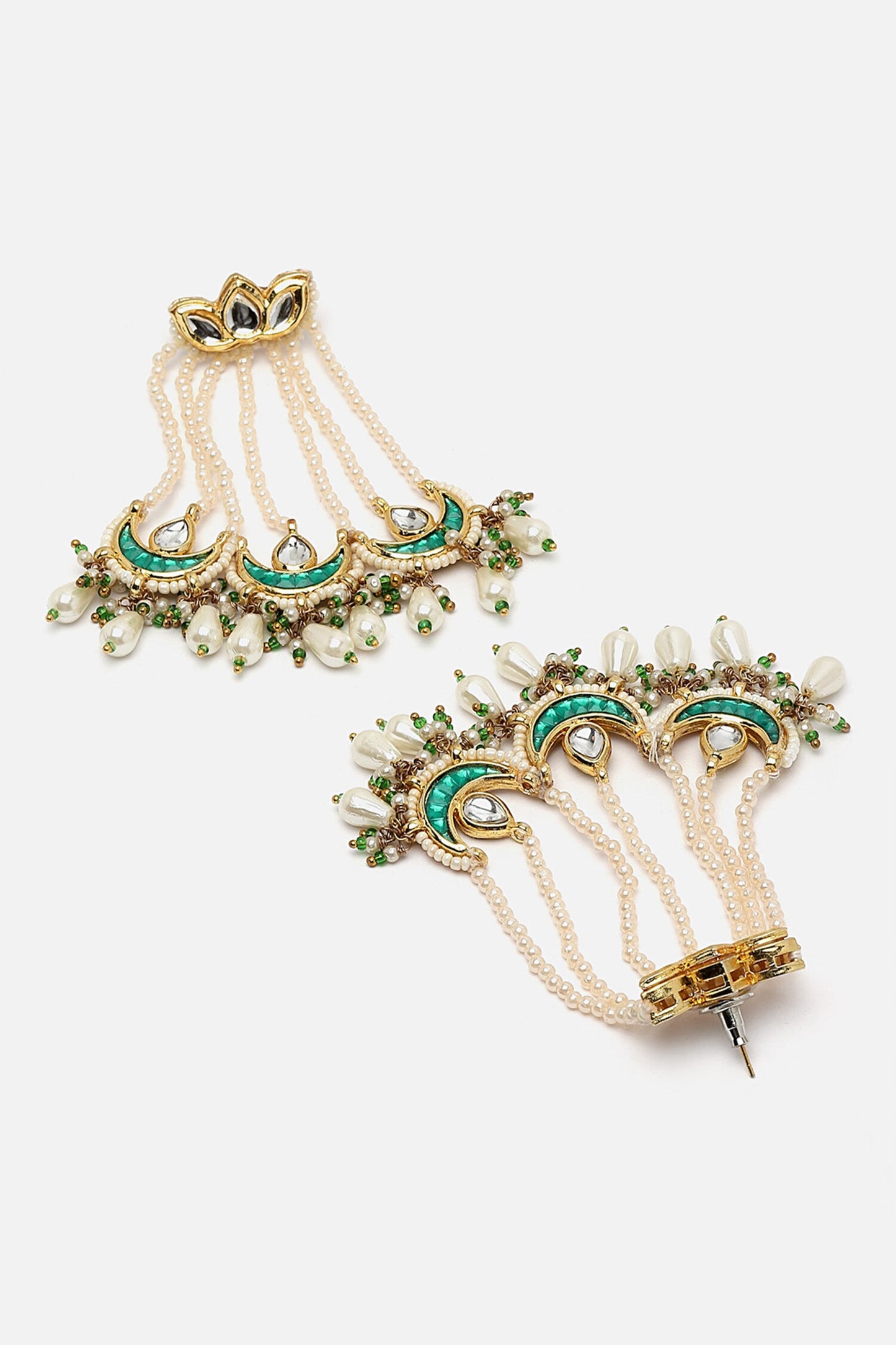 Gold Plated Crescent Dewdrop Earrings 