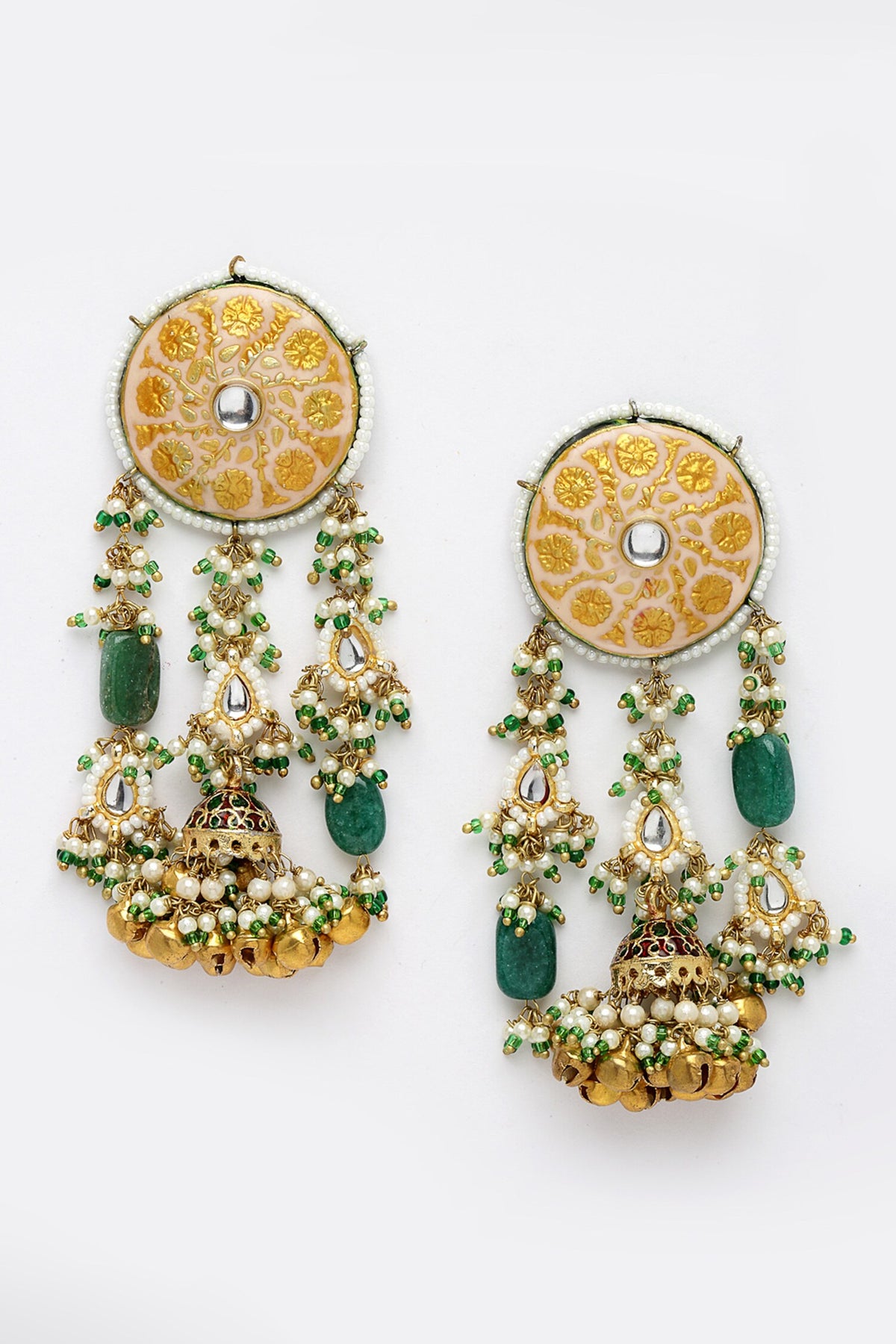 Gold Plated Orchid Bloom Jhumka Earrings 
