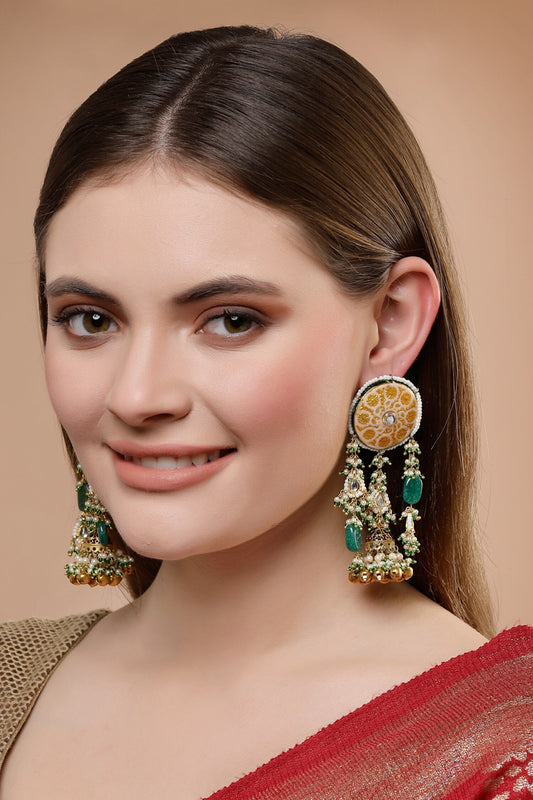 Gold Plated Orchid Bloom Jhumka Earrings 
