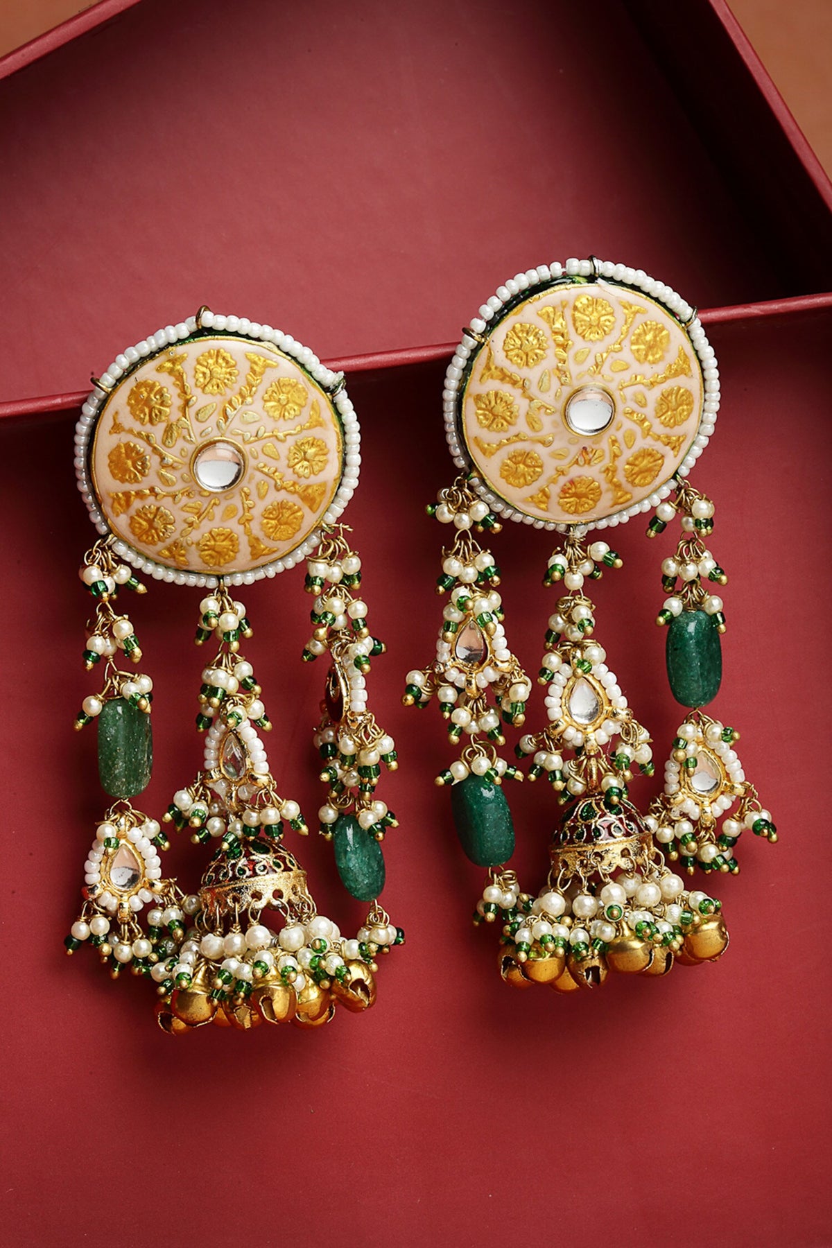 Gold Plated Orchid Bloom Jhumka Earrings 