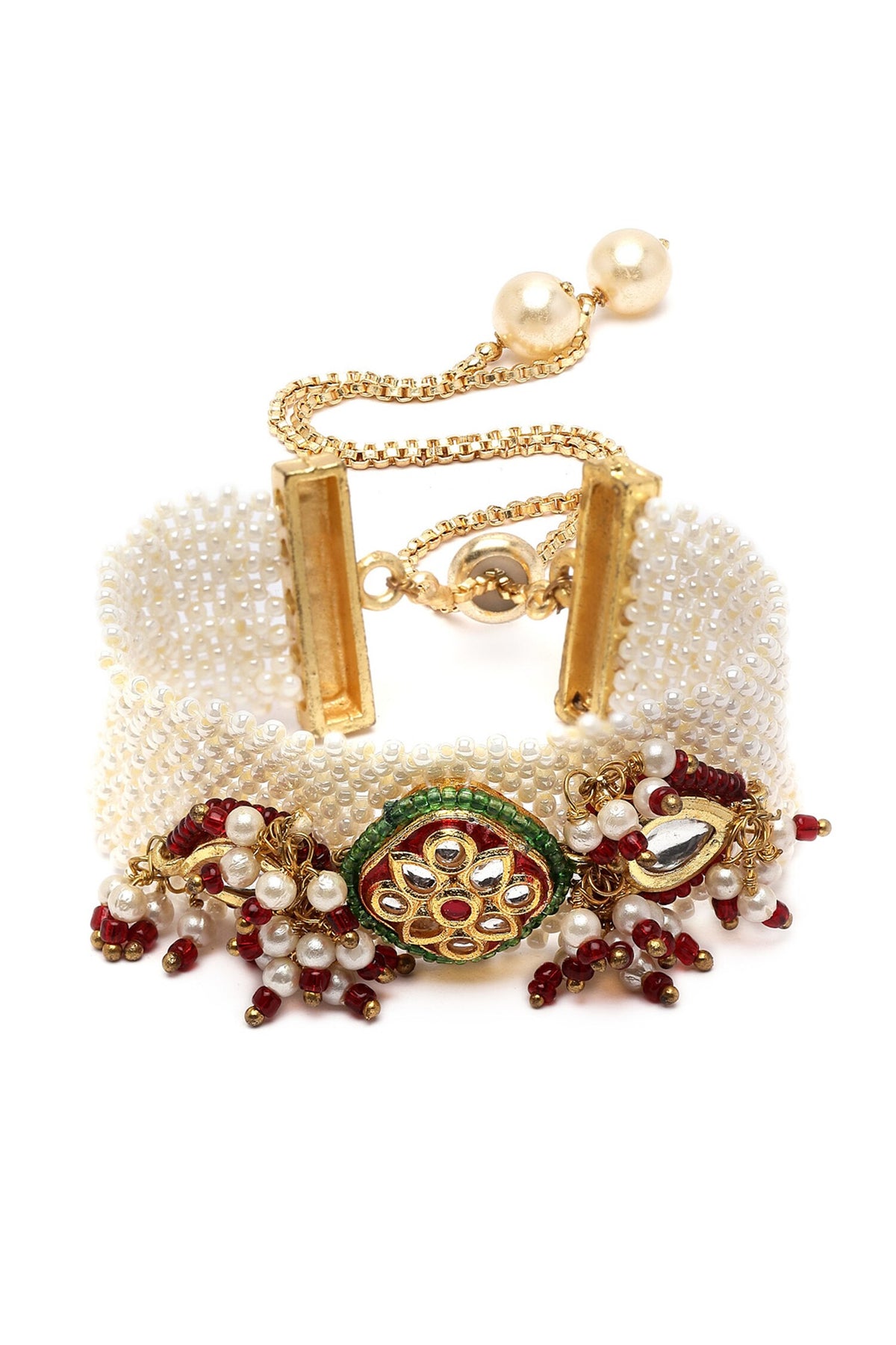 Kundan Pearl Multi-Chain Bracelet 