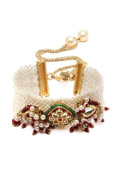 Kundan Pearl Multi-Chain Bracelet 
