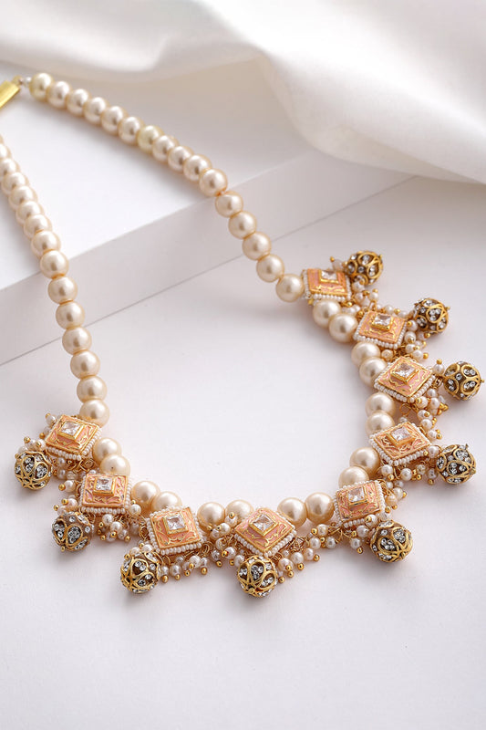 Kundan Embellished Pearl Pendant Necklace 