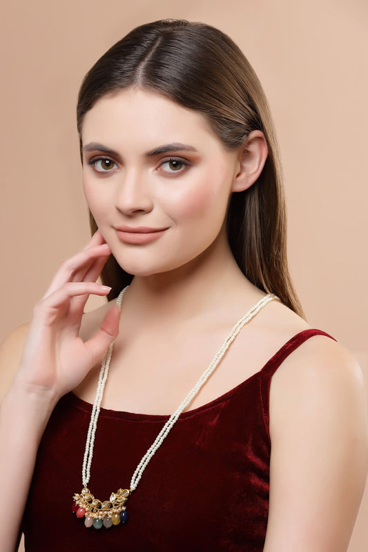 Gold Kundan Pearl Long Necklace 