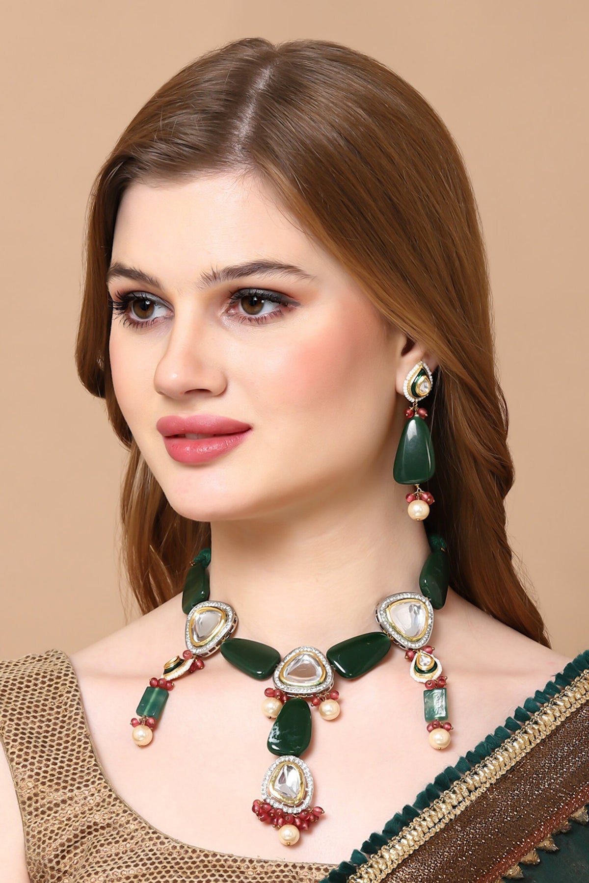 Gold Kundan Geometric Choker 