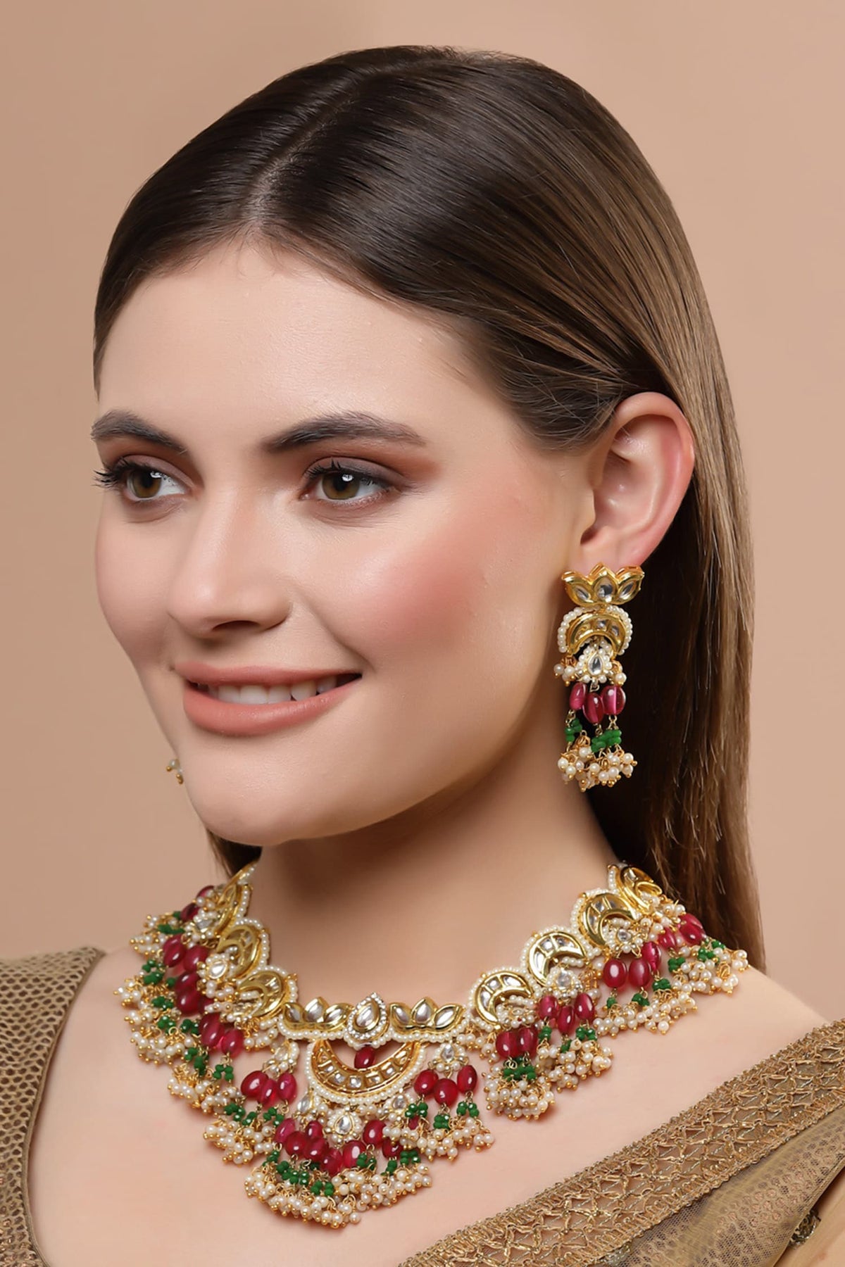 Kundan Pearl Necklace Set 