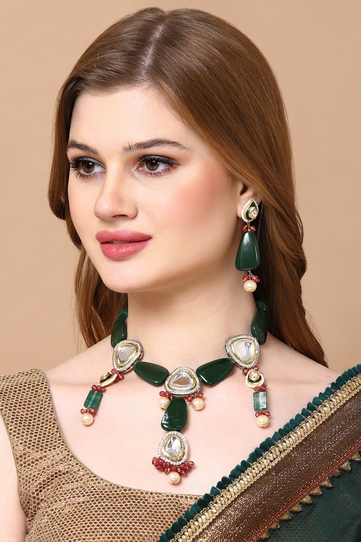 Kundan American Diamond Necklace Set 