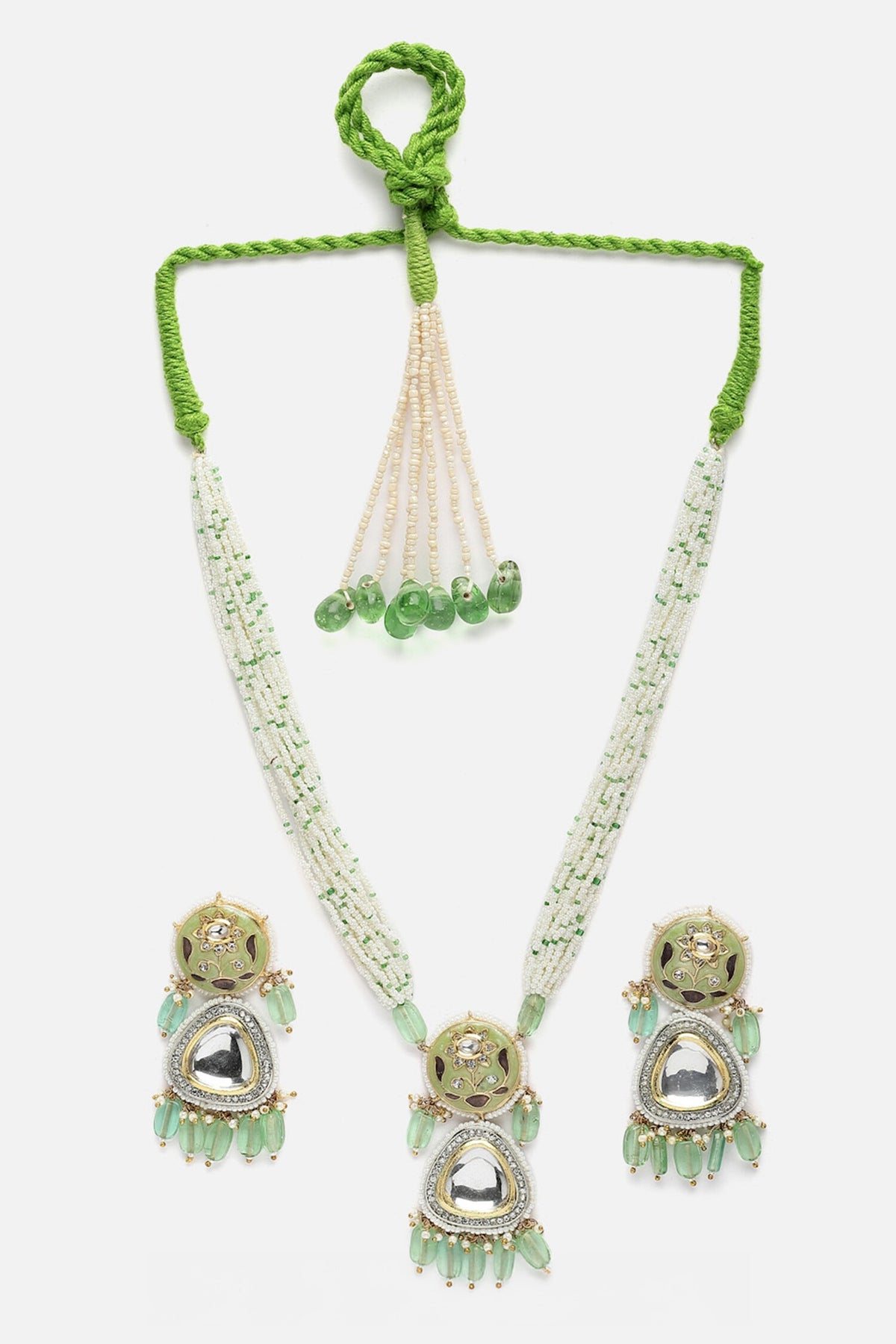 Gold Pearl Kundan Layered Necklace Set 