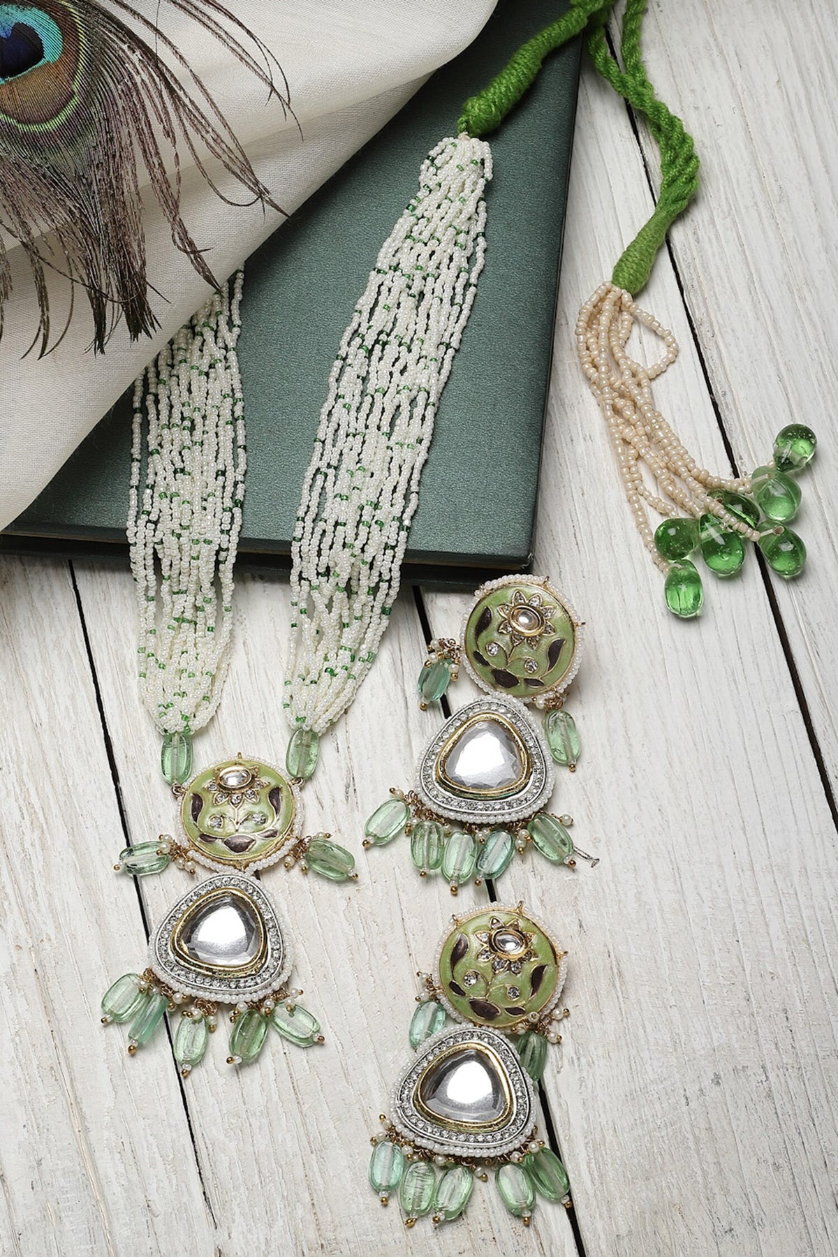 Gold Pearl Kundan Layered Necklace Set 