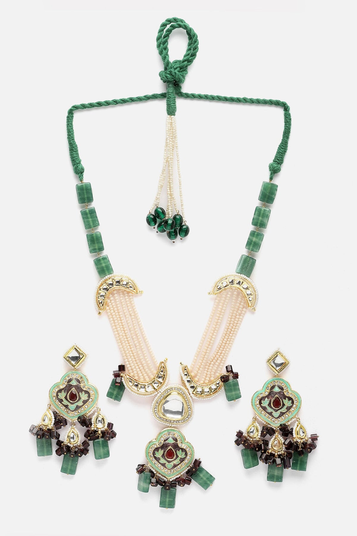 Natural Stone Embellished Necklace Set 