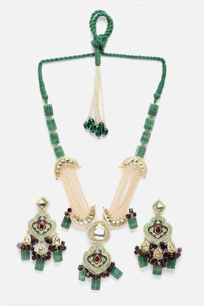 Natural Stone Embellished Necklace Set 