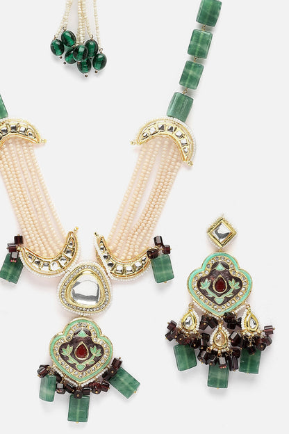 Natural Stone Embellished Necklace Set 