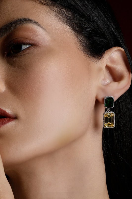 Designer Drop Earrings with Stone Embellishments 