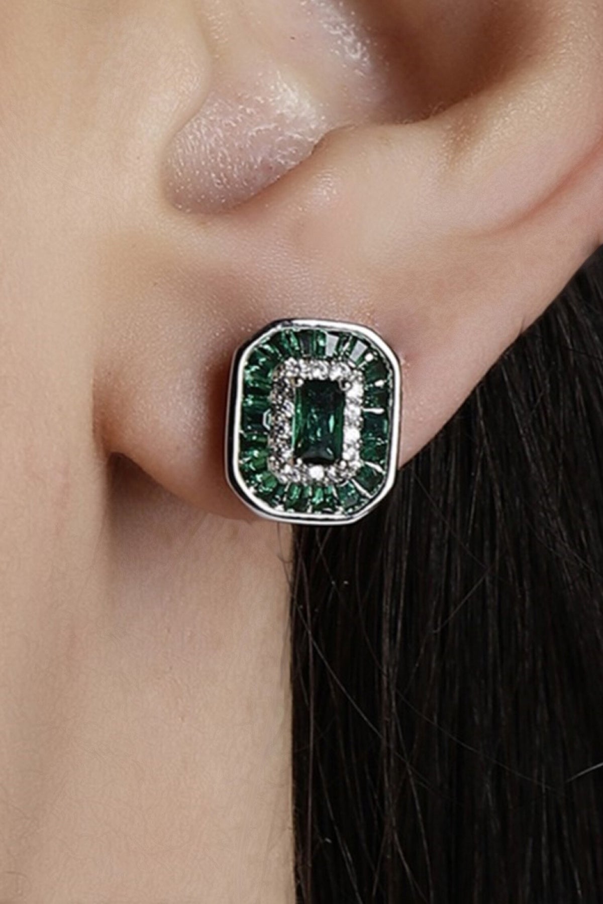 Natural Stone Embellished Stud Earrings 