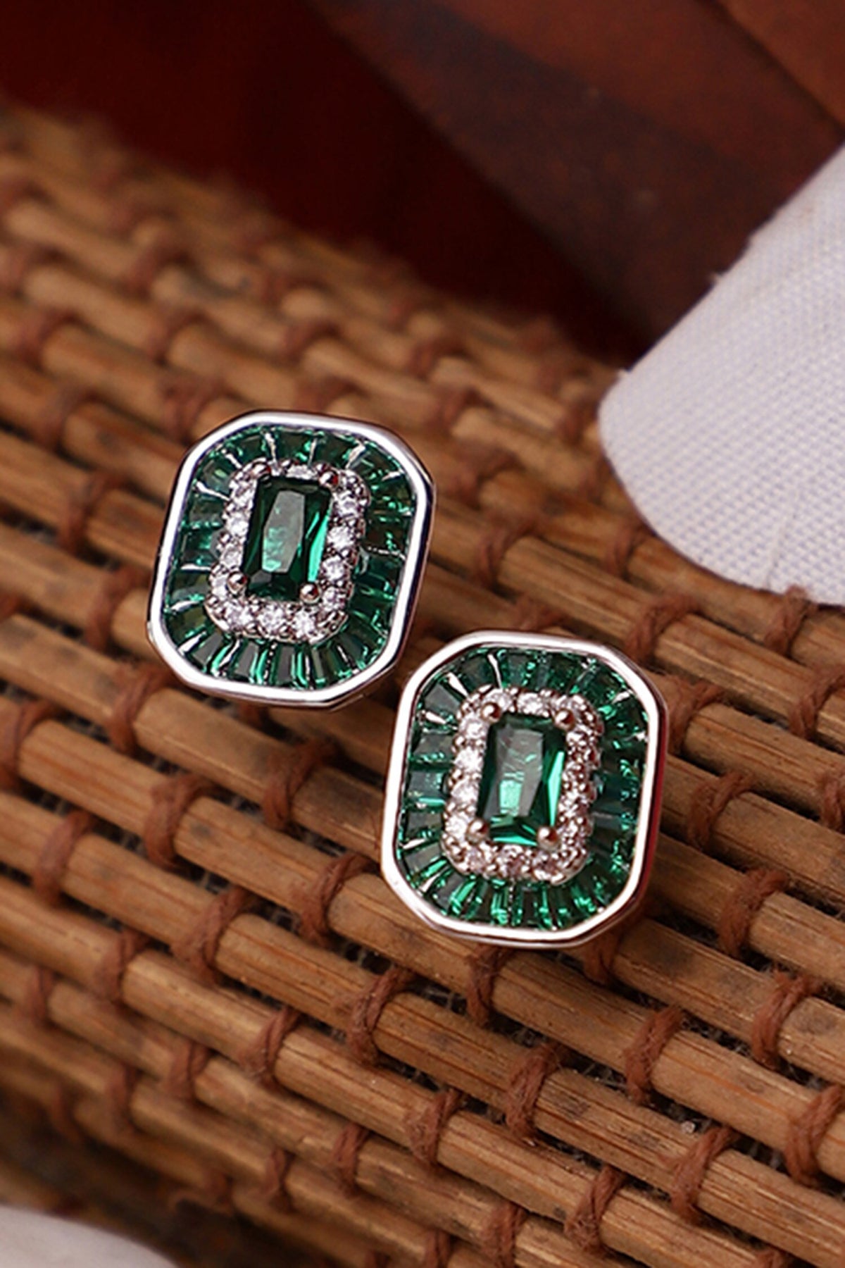 Natural Stone Embellished Stud Earrings 