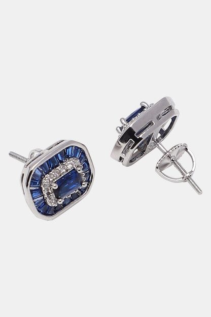 Emerald Cut Sapphire Stud Earrings 