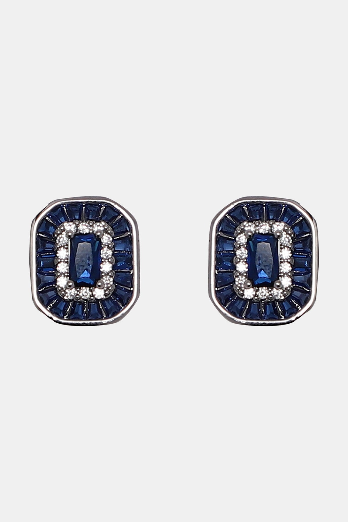 Emerald Cut Sapphire Stud Earrings 