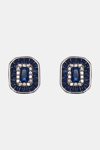Emerald Cut Sapphire Stud Earrings 