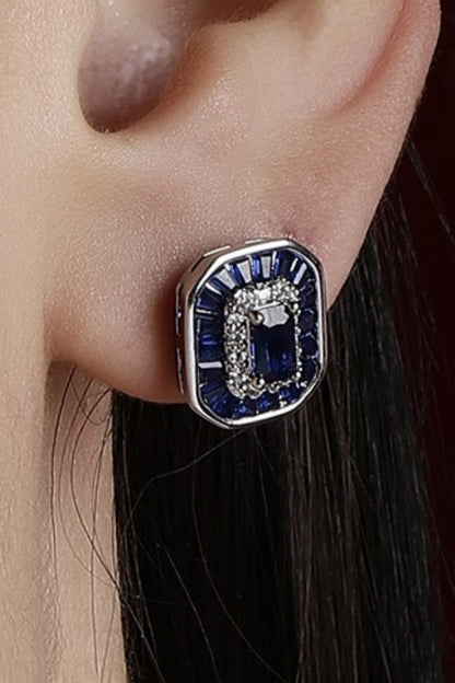 Emerald Cut Sapphire Stud Earrings 