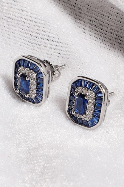 Emerald Cut Sapphire Stud Earrings 