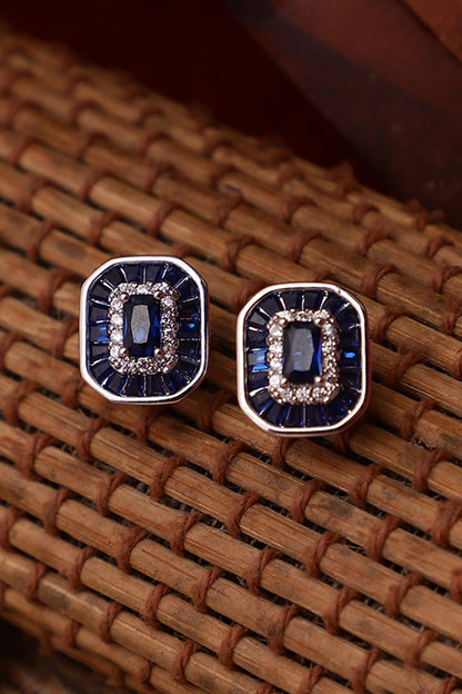 Emerald Cut Sapphire Stud Earrings 