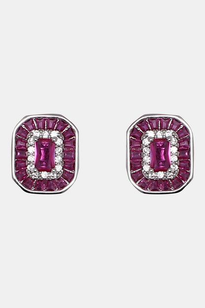 Embellished Ruby Stud Earrings 