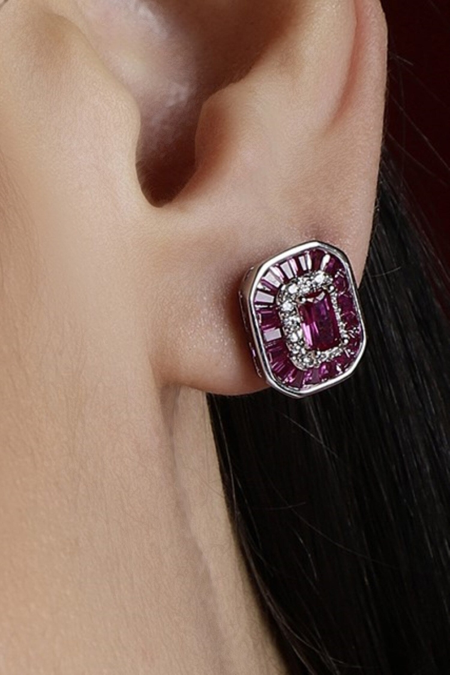 Embellished Ruby Stud Earrings 