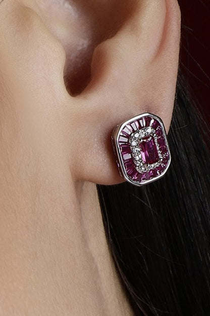 Embellished Ruby Stud Earrings 
