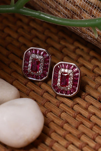 Embellished Ruby Stud Earrings 