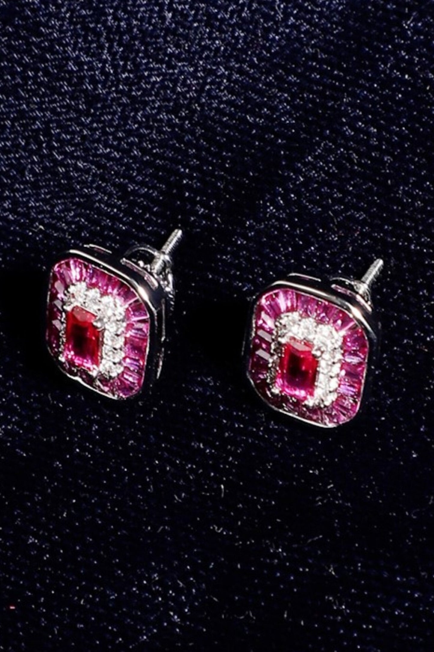 Embellished Ruby Stud Earrings 